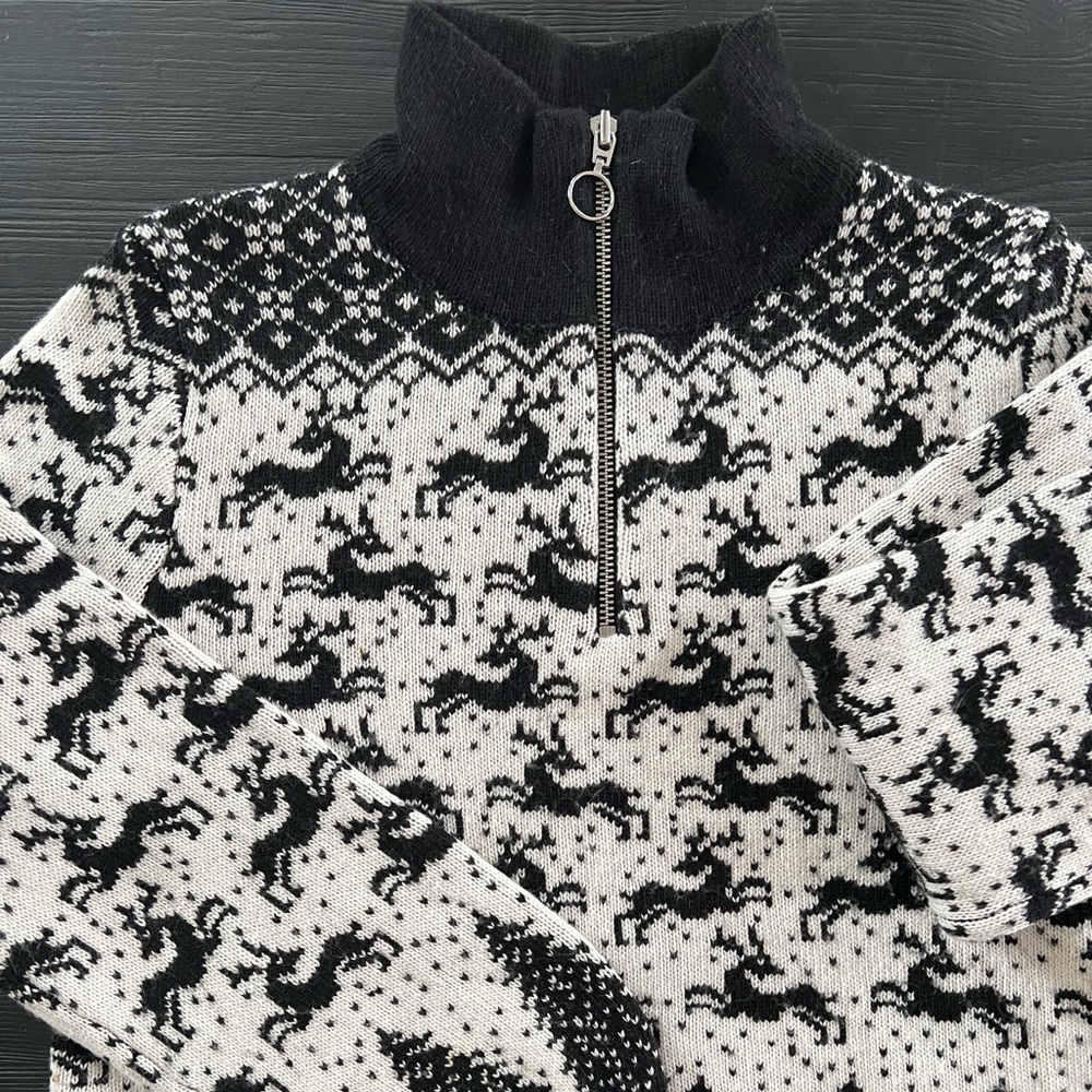 Loft Half Zip Reindeer Sweater